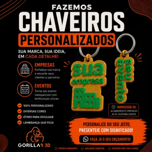 Chaveiros Personalizados com Logo, Nome ou Arte