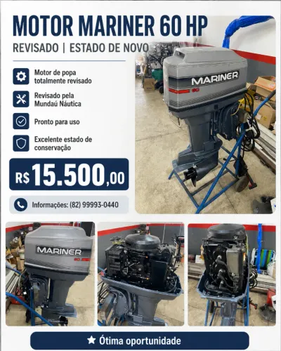 MOTOR DE POPA MARINER 60 HP |. REVISADO | ESTADO DE NOVO