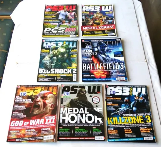 Lote 7 Revistas de Games Antigas - PS3W (Números Variados) - Editora Digerati