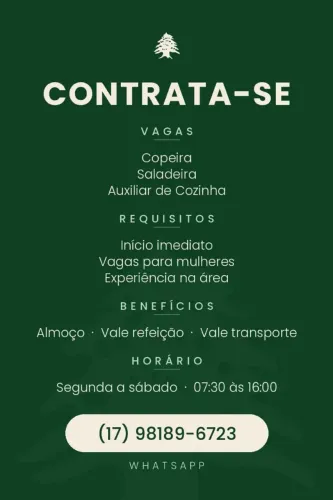 Vaga em restaurante