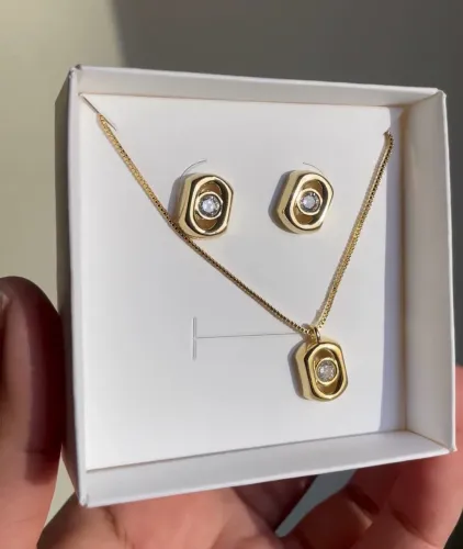 Conjunto arredondados ouro 18k