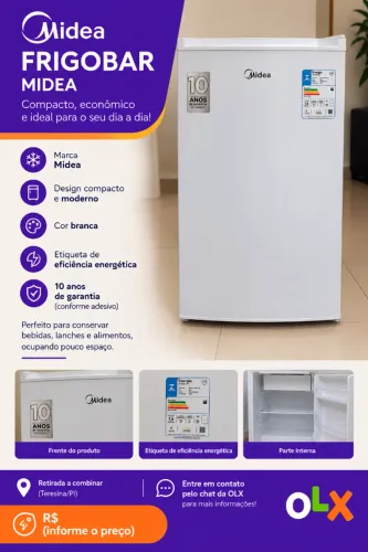 FRIGOBAR 124L INVERTER BRANCO BIVOLT MIDEA