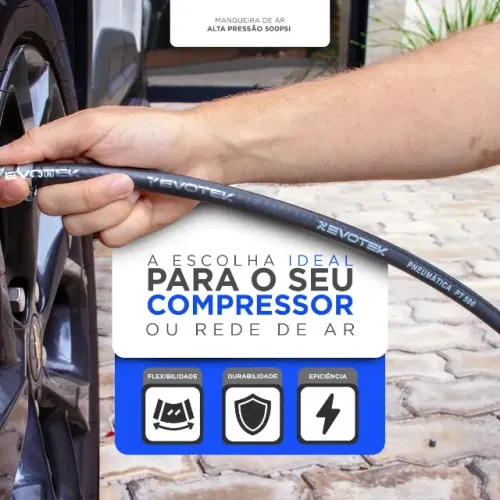 Rolo De Mangueira Evotek Ferramentas 30m Pt 500 Ar Comprimido 5/16 Alta Pressão Cor Preto