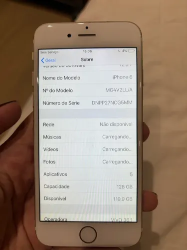 iPhone 6 128GB Dourado - Muito Conservado - Bateria Marcando 100%