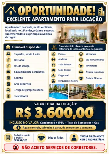Alugo Apartamento 3q + Suite - TORRE