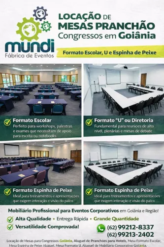 LOCAÇÃO DE MESAS PARA TREINAMENTOS GOIÂNIA 