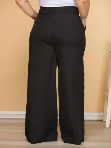 Calça Plus Size Feminina Pantalona Alfaiataria Social