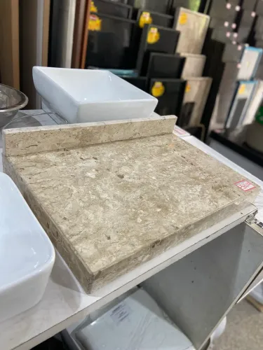 Bancada de banheiro mármore bege bahia 60x40 