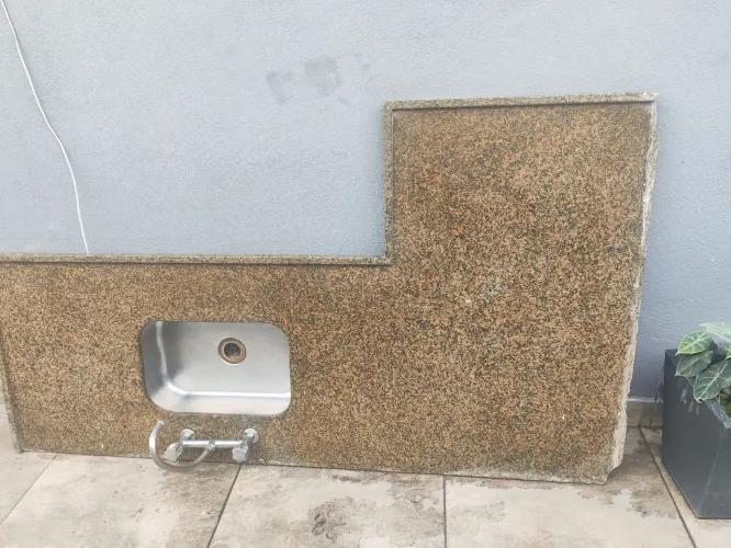 Pia de pedra de mármore, mais bancada 