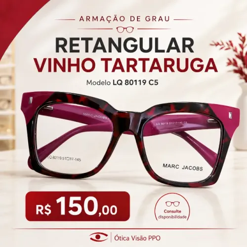 Armação De Grau Retangular Vinho Tartaruga