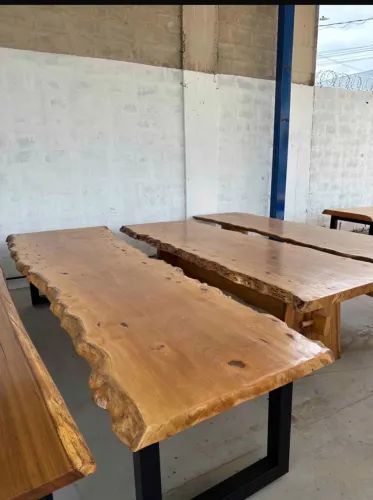 Mesa estilo industrial madeira peça unica