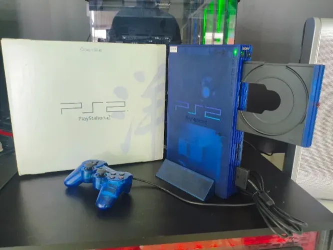 PLAYSTATION 2 OCEAN BLUE JAPONES + CAIXA | 110V | COLEÇÃO
