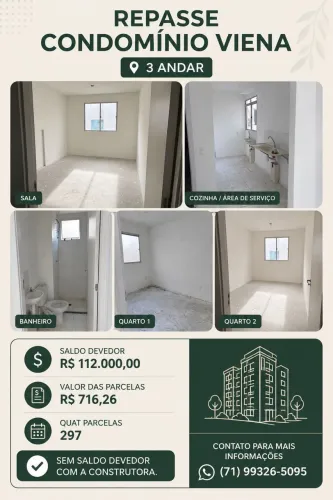 PASSO APARTAMENTO EM CAMAÇARI BA. CONDOMINIO VIENA BAIRRO NOVO