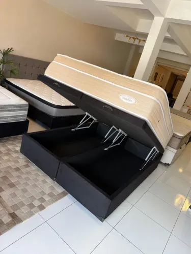 Cama BAÚ QUEEN COM COLCHÃO MAXFLEX TOP - Entrego!