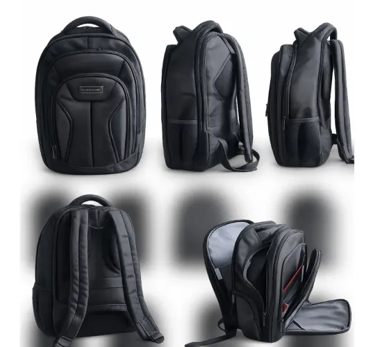 Mochila Perry Ellis masculina, preta de tecido
