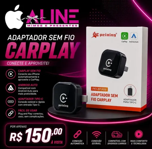 ADAPTADOR CARPLAY SEM FIO PEINING