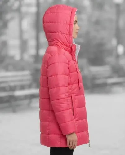 Jaqueta Juvenil Infantil Menina Nylon Puluciada Capuz Casaco térmico proteção contra frio