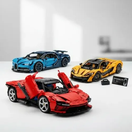Kit Triplo: Ferrari Daytona SP3 3778 pçs + McLaren P1 3893 pçs + Bugatti Chiron 3599 pçs