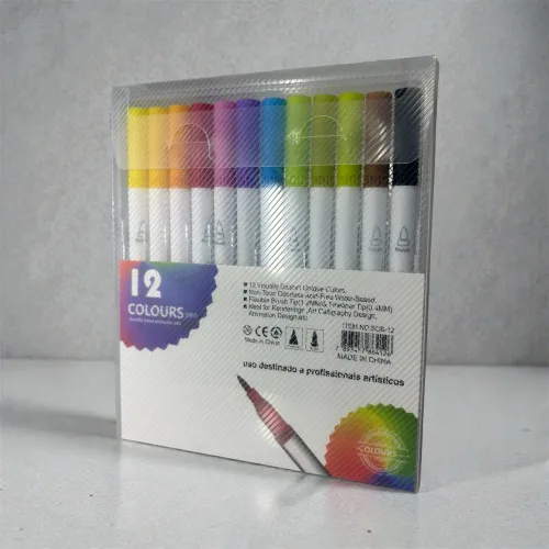 Kit 12 Canetinhas Ponta Dupla