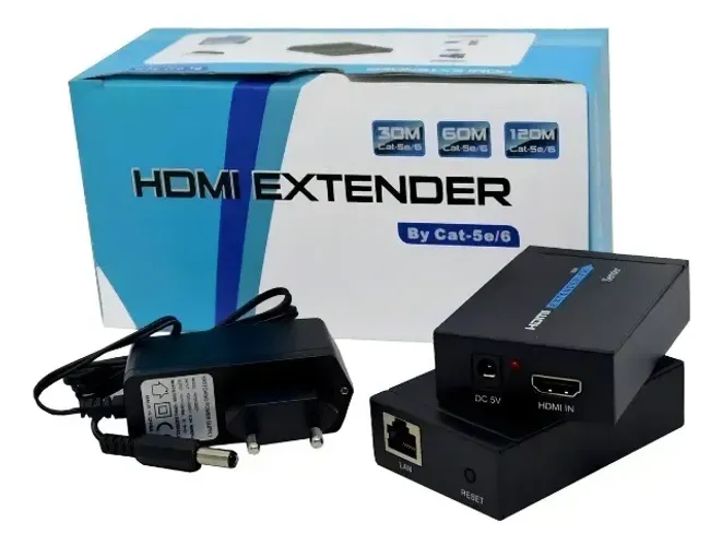 Extensor Hdmi 60m Conversor Via Cabo De Rede Extender Cat5/6- Produto novo lacrado 