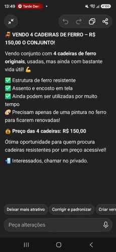 Vendo cadeiras de jardim