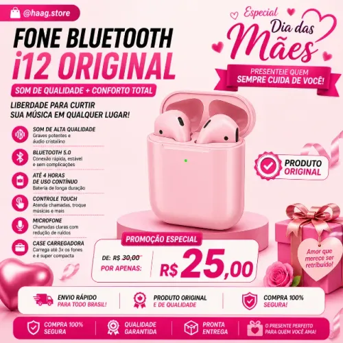 PROMOÇÃO O FONE DO MOMENTo SÓ 25$ Rosa/i15 Tws Fone De Ouvido Sem Fio/bluetooth 5.0/SOm 3D