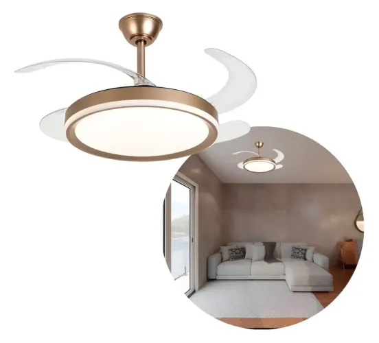 Ventilador De Teto Plafon Air Midas led Retratil Dourado