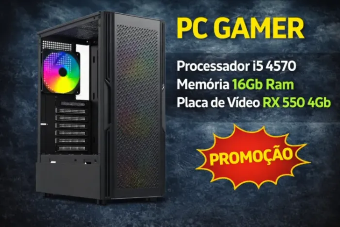 PC Gamer Intel Core i5 - RX 550 4Gb - 16Gb Ram - SSD 256Gb - Novo Loja Coimbra Computadore