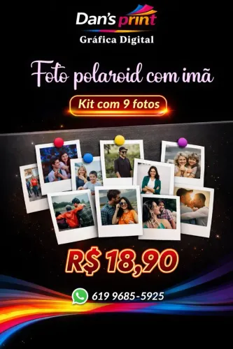 Foto polaroid com imã kit com 9 fotos