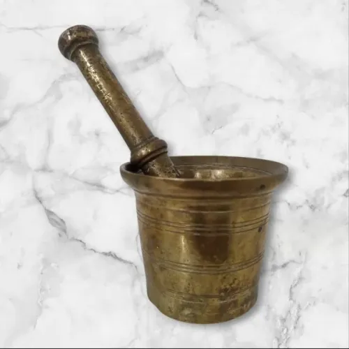 Pilão Almofariz Com Pistilo Antigo Bronze