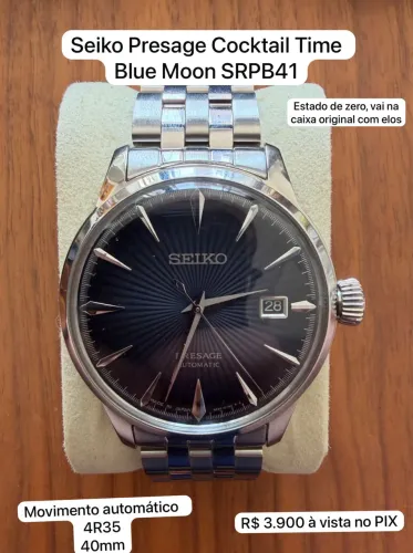 Relógio Seiko Presage Cocktail Time ?Blue Moon? SRPB41 - 40mm
