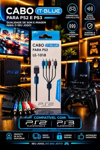 Cabo de Áudio e Vídeo para Playstation 2 e 3 Novo Promoção
