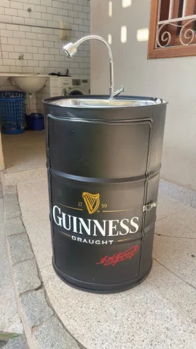 Pia com Torneira em Tambor + Armário/Móvel Preto Estilo Guinness