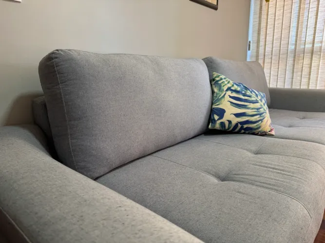 Sofa 4 lugares linho azul 