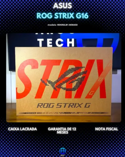 Notebook Gamer ASUS ROG STRIX G16 (LACRADO) / RTX5060 / CORE I9 / TELA: 2.5k, 240hz  