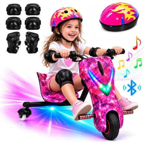 Triciclo Eletrico Drift capacete joelheira 15km/h