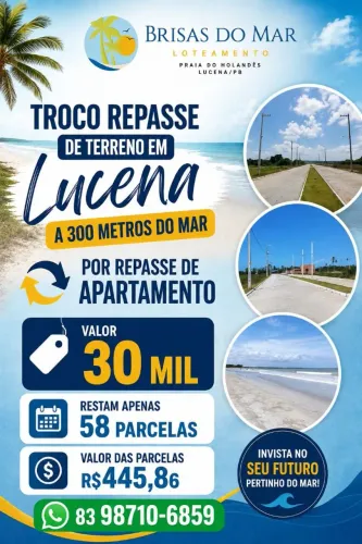 Repasse de terreno para trocar por repasse de apartamento ou venda