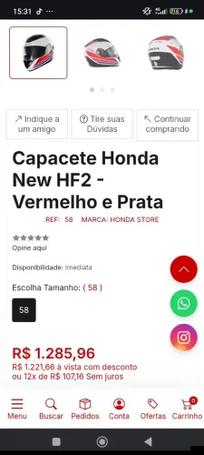 Capacete Honda New FH2 ....novo!!!