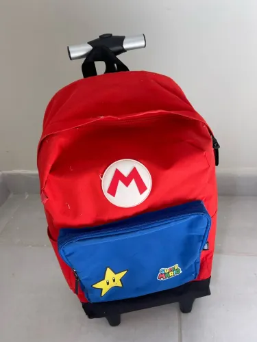 Mochila Carrinho Super Mario Vermelha Azul Luxcel