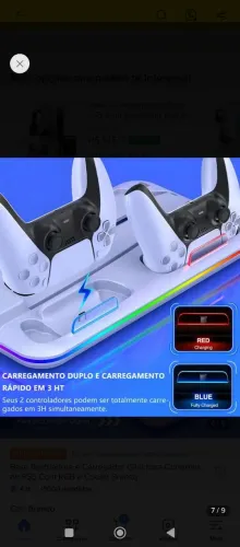 Base Resfriadora e Carregador Gllai para Controles de PS5 Com RGB e Cooler Branco