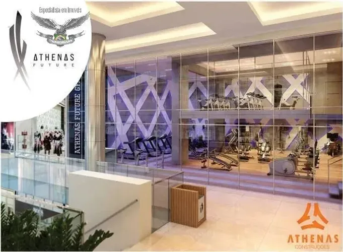 Athenas Future Working com salas Comerciais e Living com apartamentos.