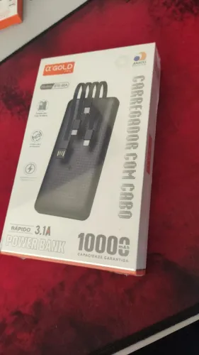 Power Bank ?Gold Pro 10.000mAh - Carregamento Rápido 3.1A