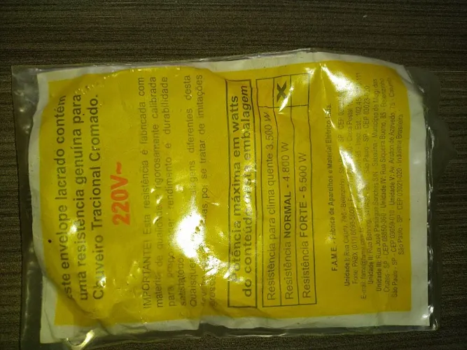 Resistência para chuveiro tradicional cromado 220V.