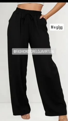 Calça pantalona feminina preta m e gg. Tecido duna 