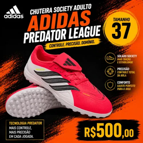 Chuteira Society Adulto adidas Predator League, vermelho