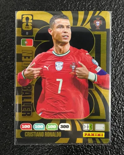Carta Cristiano Ronaldo Golden Baller #8 - Copa do Mundo 2026 FIFA - Panini Adrenalyn XL