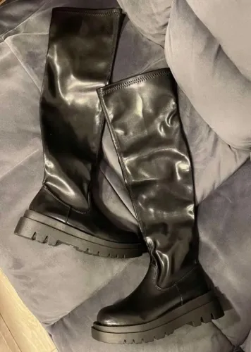 Bota coturno preta cano longo - tamanho 35