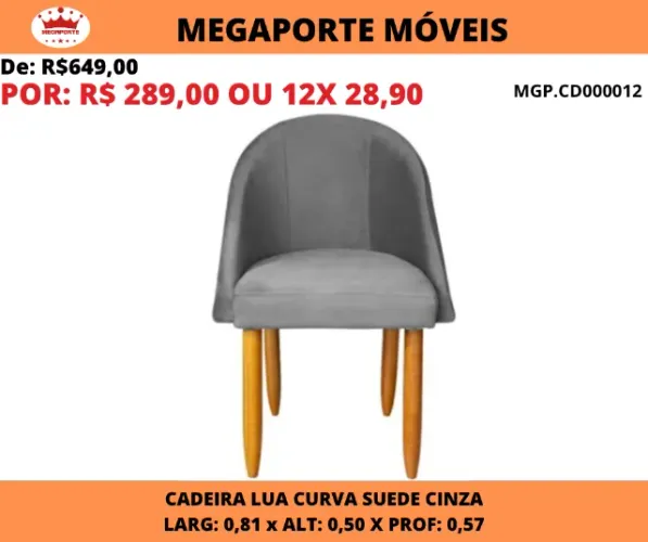 Cadeira Lua Curva Suede 