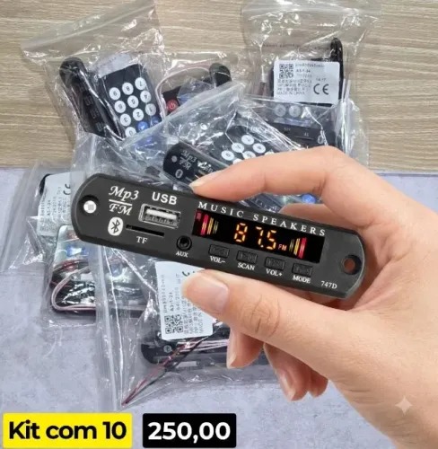 Kit REVENDA Placa decodificadora Bluetooth5.0 / Radio / Mp3 / USB / NÃO amplificada