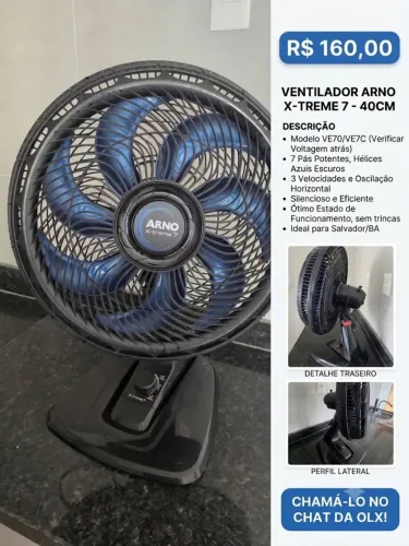 Ventilador Arno X-treme 7 Pás 40cm - Silencioso e Muito Forte